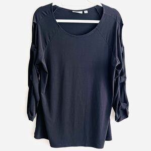 Susan Graver Black Stretchy Long Sleeve Blouse - Size Large